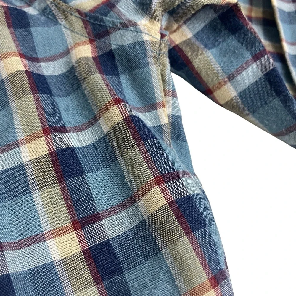 Vintage 80s‎ 90s Levi's Shirt Mens M Plaid Flap Pocket Button Western Rockabilly